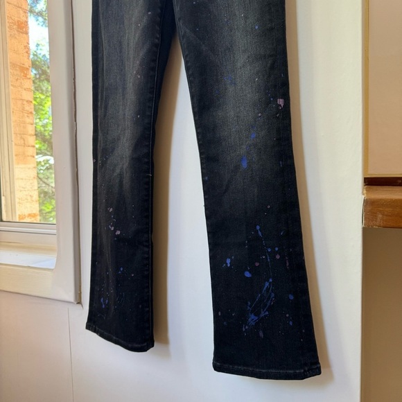 New MOTHER The Insider Ankle Jeans Bootcut Denim High Rise Paint Splatter Black - Picture 15 of 17